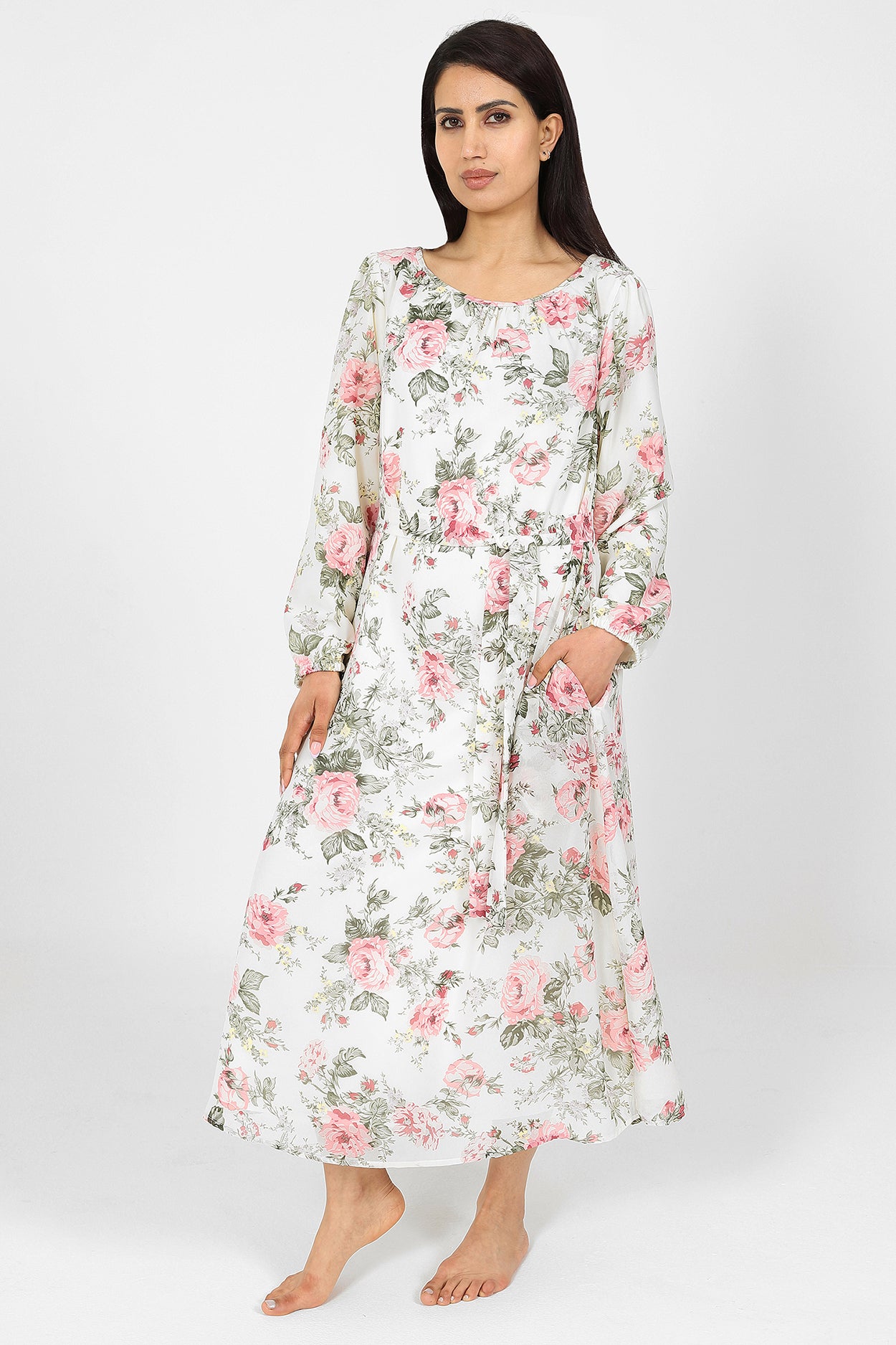 Humayra Cream Floral Dress