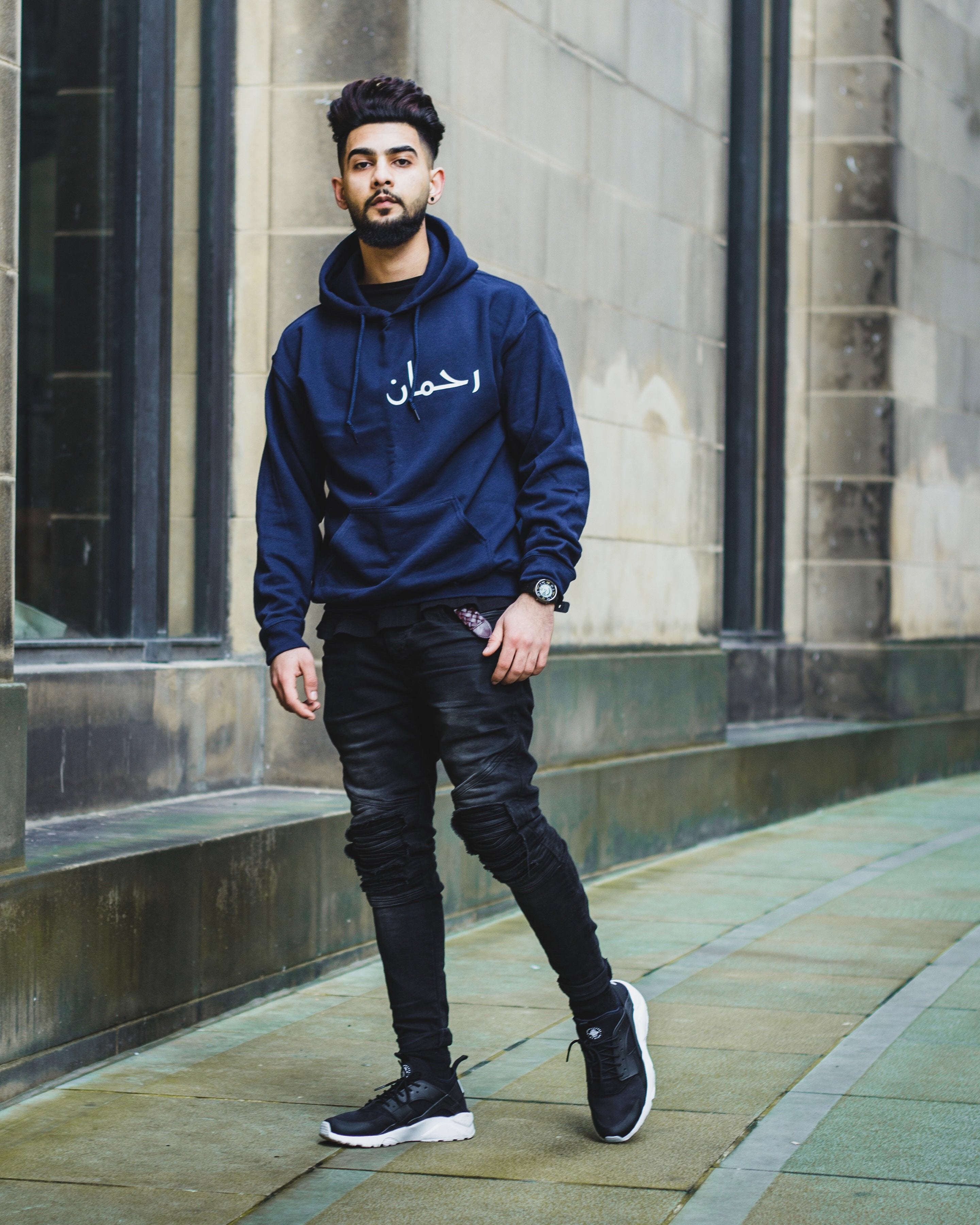 Navy Blue Custom Hoodie - Al-Huda Clothing