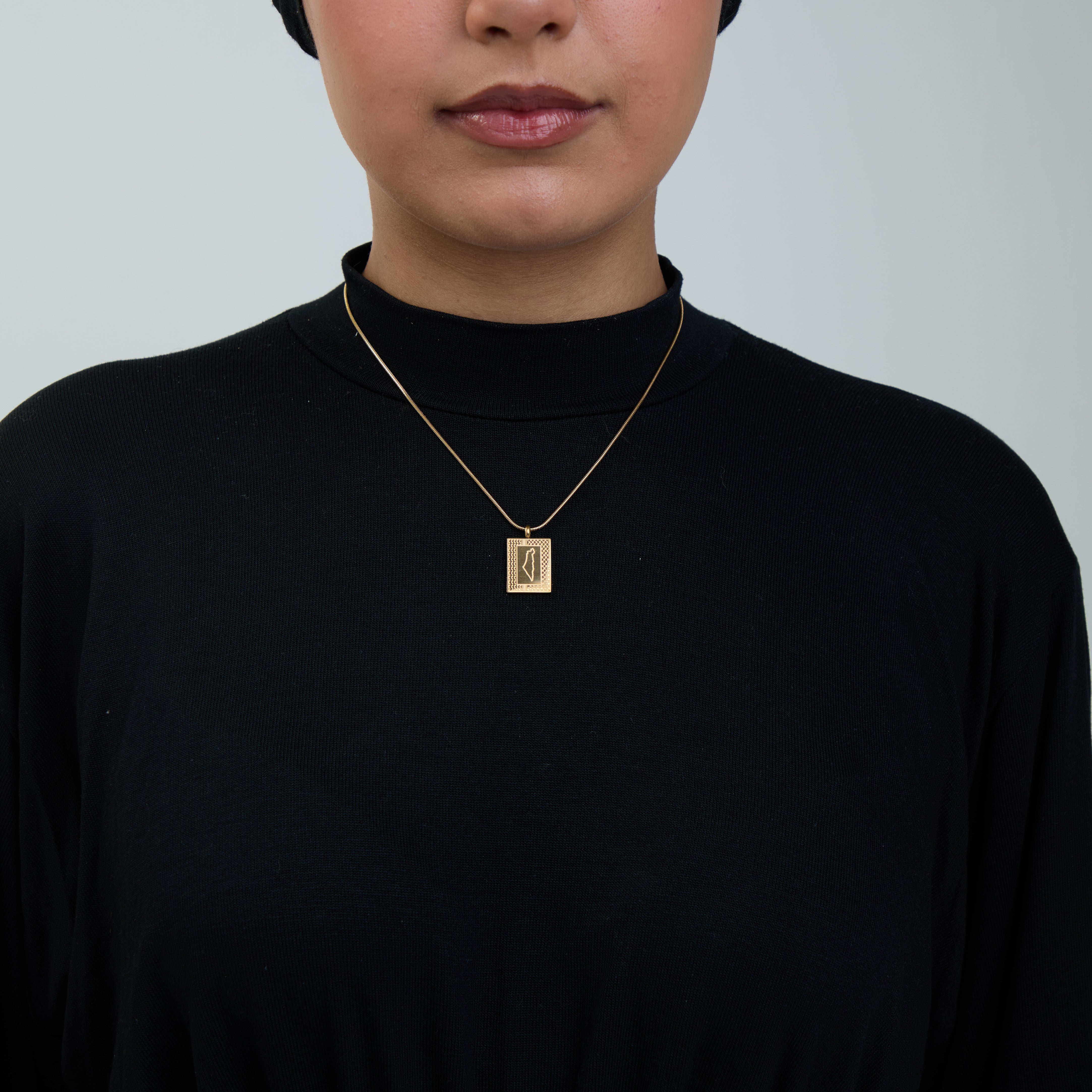 Palestine Keffiyeh Heritage Map Necklace