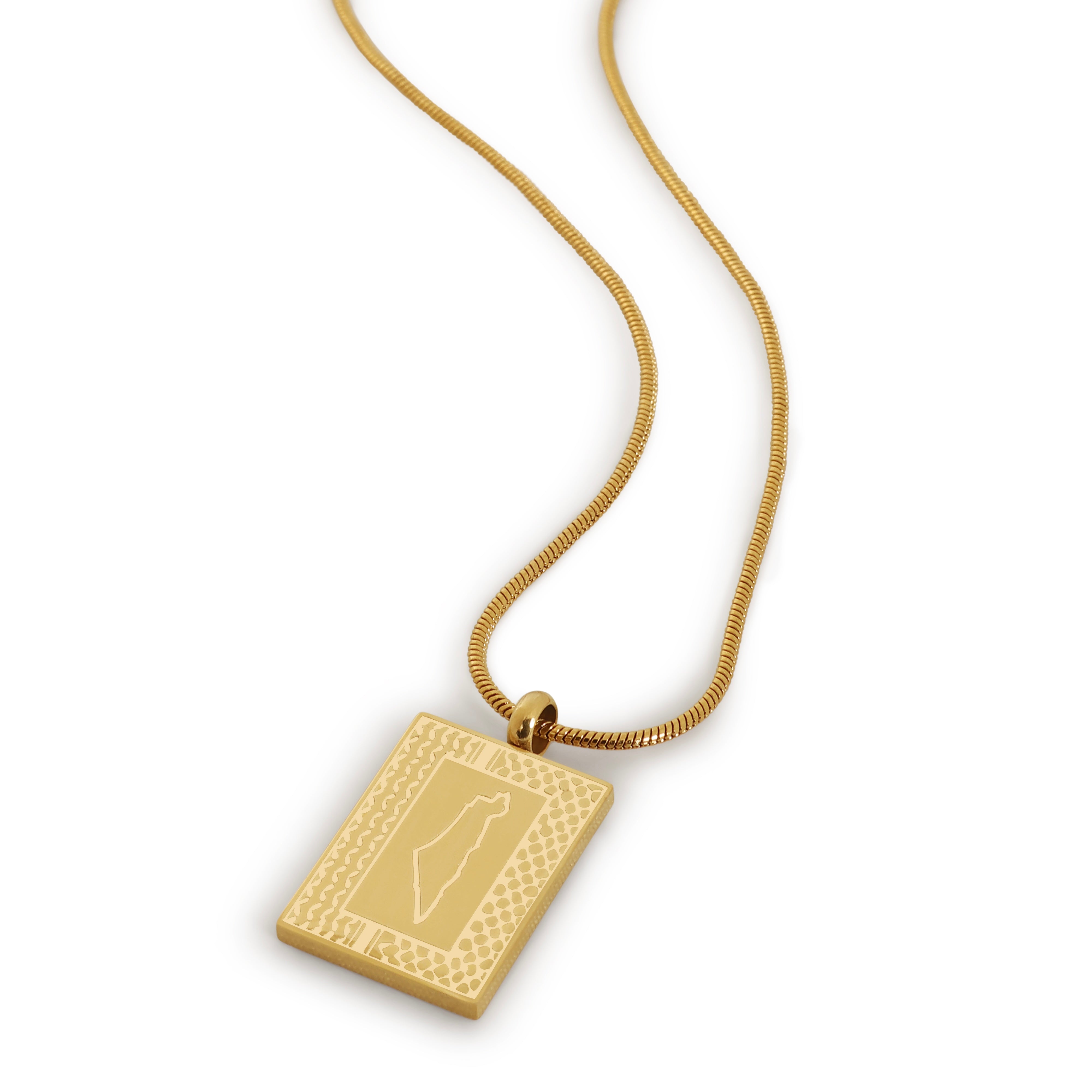 Palestine Keffiyeh Heritage Map Necklace