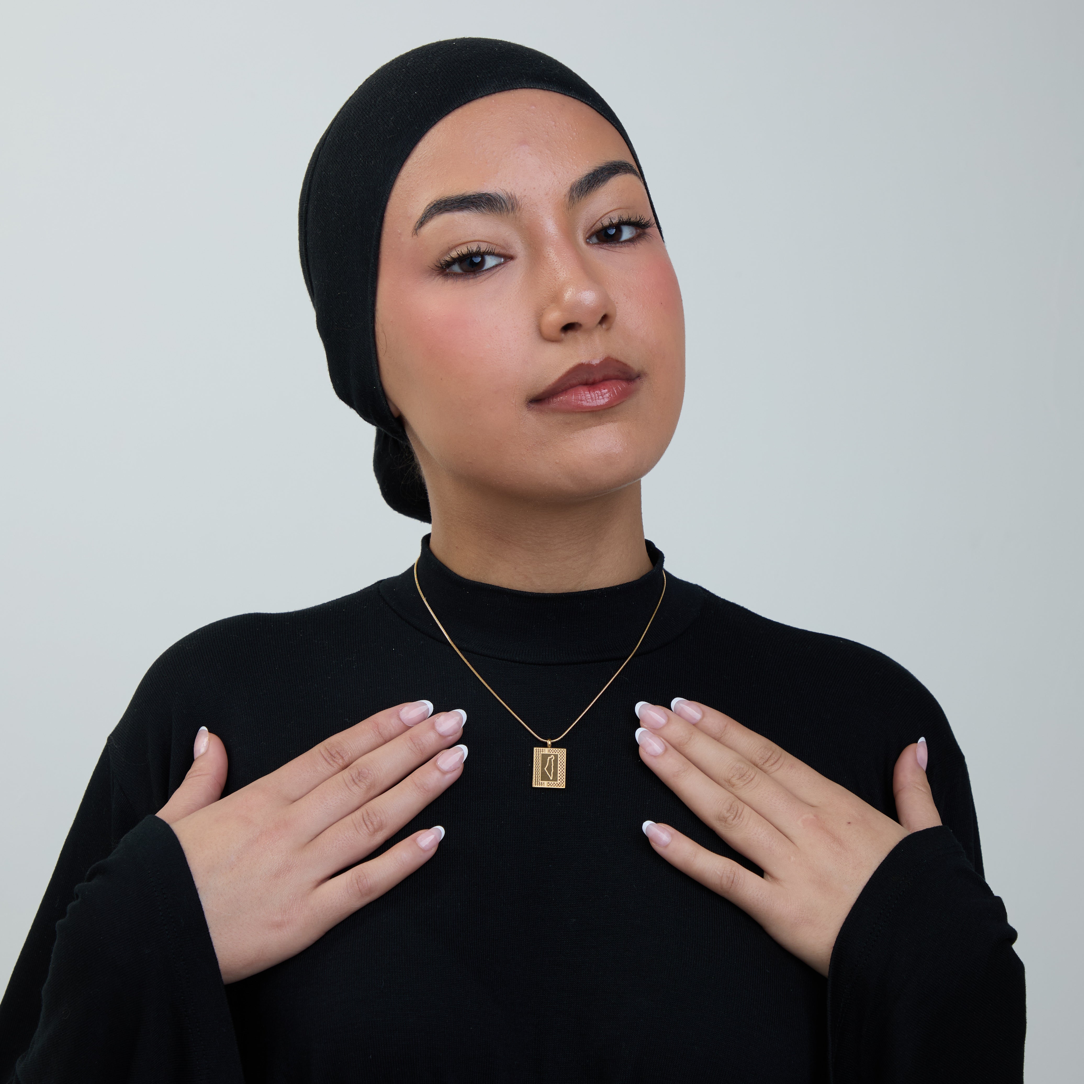 Palestine Keffiyeh Heritage Map Necklace