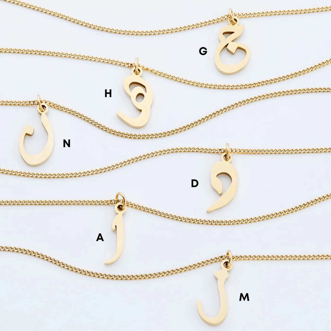 Hanging Arabic Letter Necklace