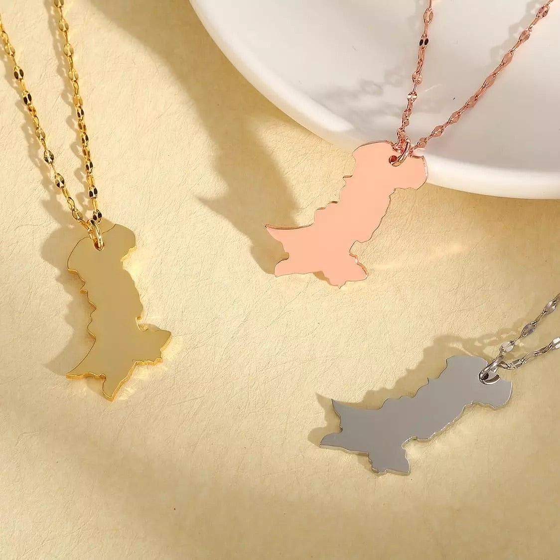 Pakistan map necklace 